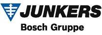 Schwarzes Junkers Logo mit Bosch Schriftzug und blauem Symbol